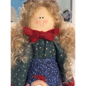 16" Fabric Angel Doll Christmas Tree Topper Santa Dress Holiday Decor‎ retro